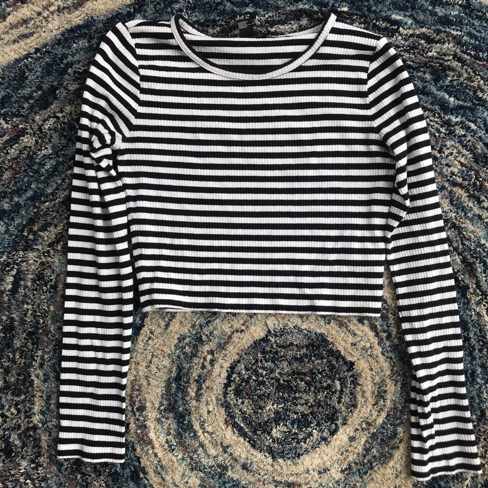 Long Sleeved Striped Crop Top